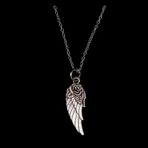 Silver plated feather necklace