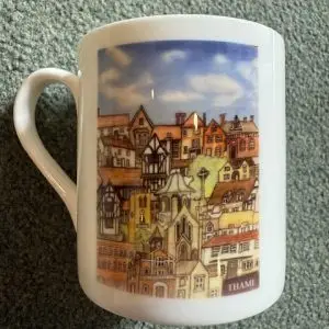 The Buttermarket Thame a printed mug by Jeannette Hazel