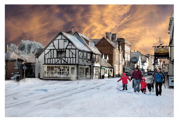 Christmas card view of Thame by Gerald Bright